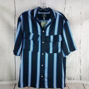 H&M Multicolor Striped Mens Button Front Lyocell Casual Dress Shirt S NWT